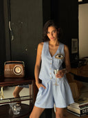 CLARA linen vest in black