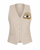 CLARA linen vest in black